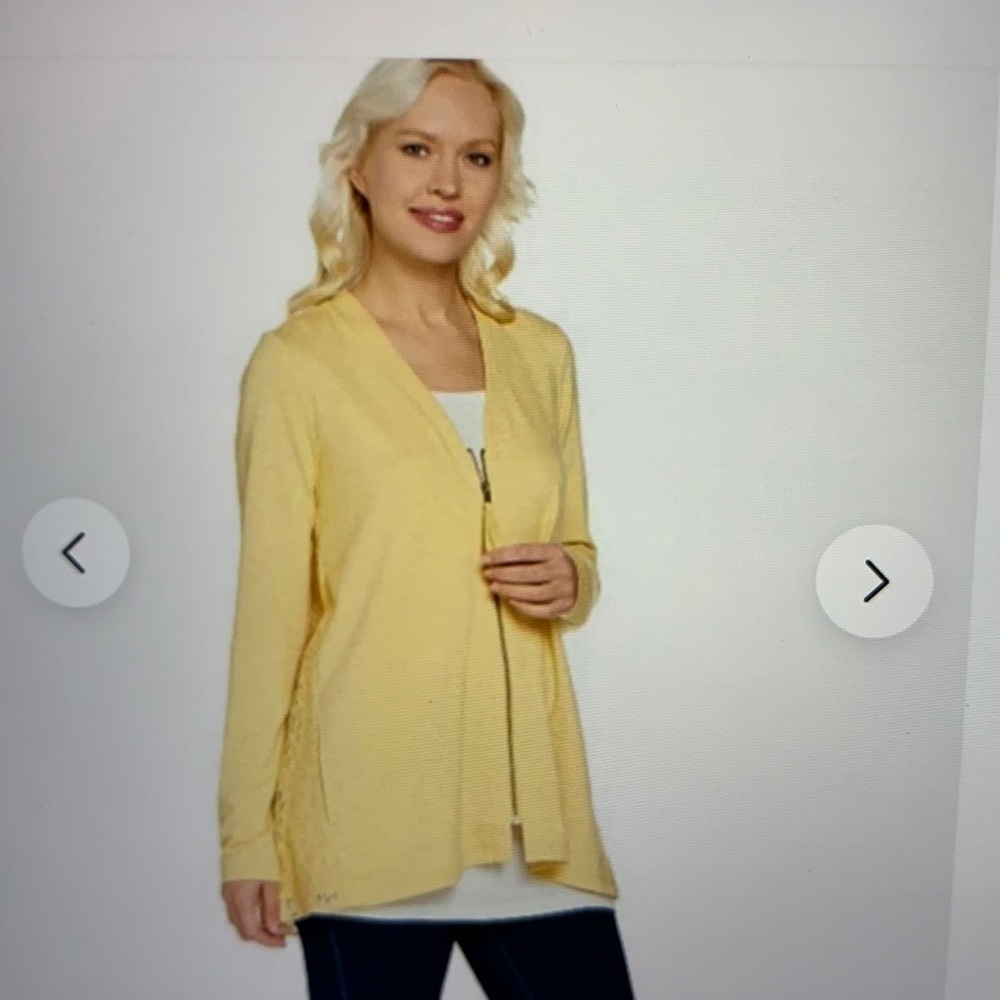 Logo Lounge by Lori Goldstein Zip Cardigan L